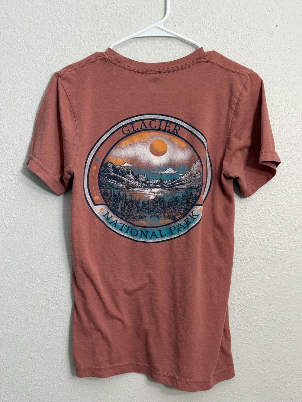 Women's Short Sleeve Tee in Dusty Rose Glacier National Park